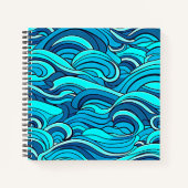 Carnet Vagues d'eau de l'océan bleu turquoise abstrait | (Devant)