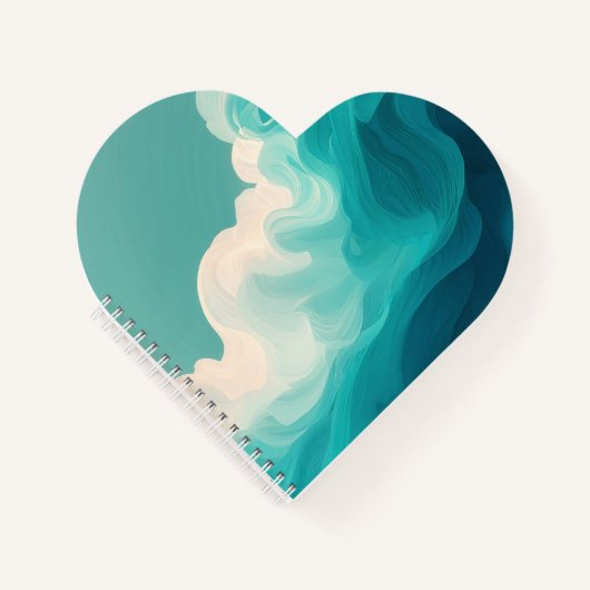 Carnet Vagues fluides sarcelle et blanc (Devant)