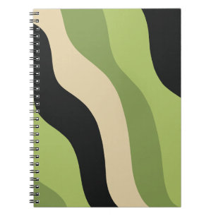 Carnet vagues, vert, noir et beige courbes colorées
