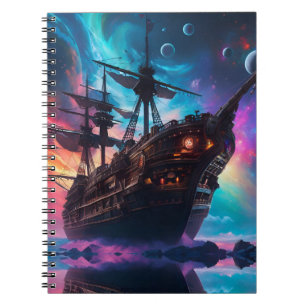Carnet Vaisseau spatial pirate nébuleuse et lunes