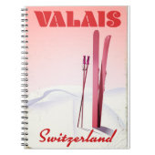 Carnet valais Suisse affiche de ski vintage (Devant)