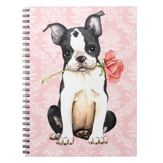 Carnet Valentine Boston rose Terrier (Devant)