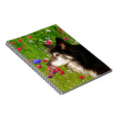 Carnet Valentine Frontière Collie avec de belles fleurs (Côté Droit)