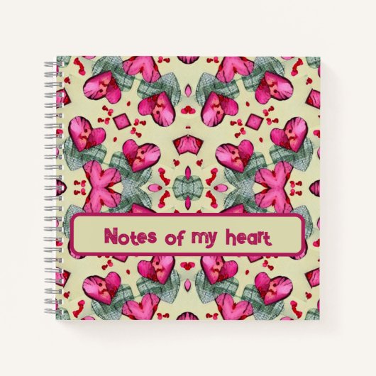 Carnet Valentine rouge coeur romance motif abstrait 1 (Devant)