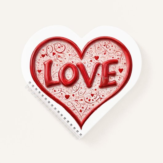 Carnet Valentines Rouge amour Coeur Blanc Nom (Devant)