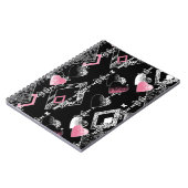 Carnet Valentines sans couture jour amour noir blanc moti (Côté gauche)