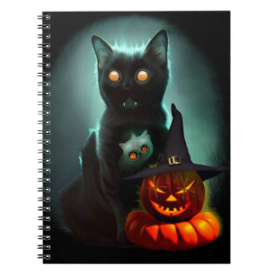 Carnet Vampire Chat et Assistant Citrouille Halloween Sur