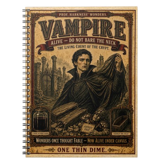 Carnet Vampire, Monstre de Cirque Vintage (Devant)