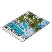 Carnet Van bleu et blanc sur la plage (Côté gauche)