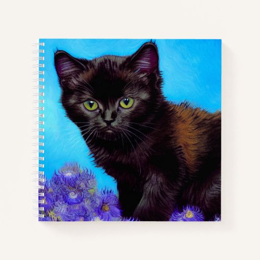 Carnet Van Gogh Chat et fleurs (Devant)