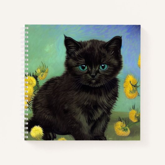 Carnet Van Gogh Chat noir Fleurs jaunes (Devant)