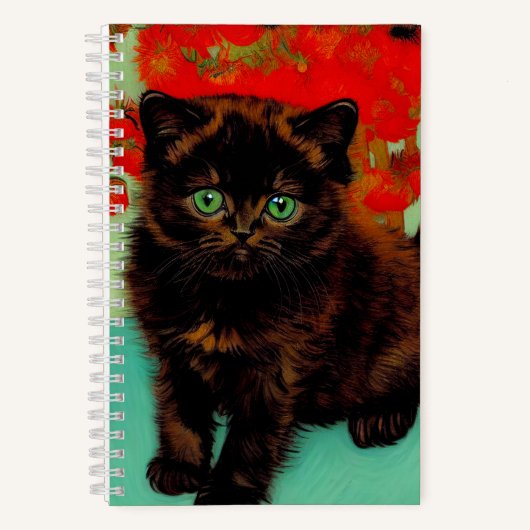 Carnet Van Gogh Chat noir Fleurs rouges (Recto)
