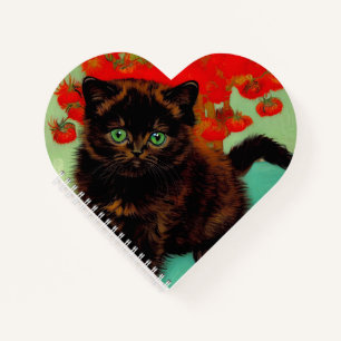 Carnet Van Gogh Chat noir Fleurs rouges