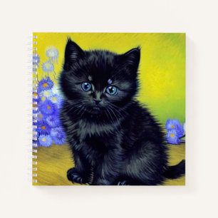 Carnet Van Gogh Chat noir Fleurs violettes