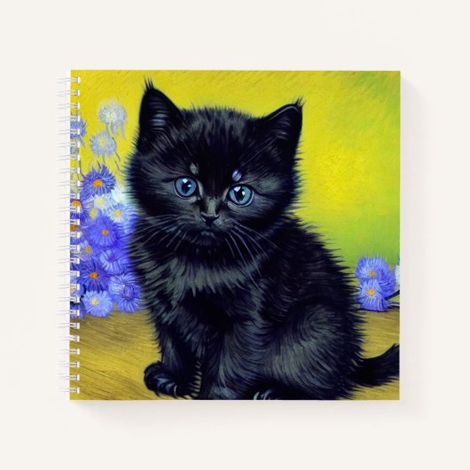 Carnet Van Gogh Chat noir Fleurs violettes (Devant)