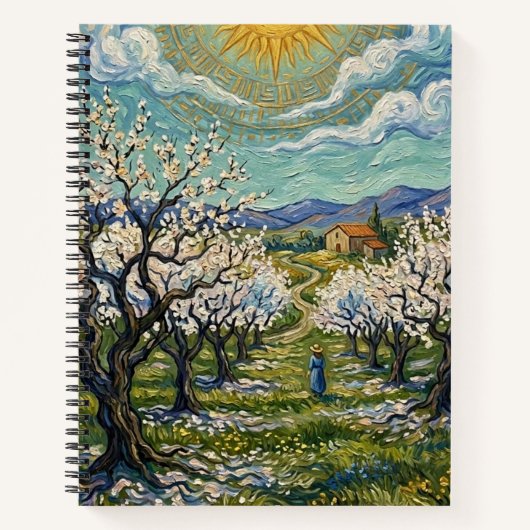 Carnet Van Gogh Style Almond Orchard Sunlit Spring (Devant)