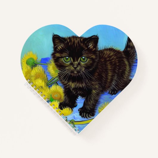 Carnet Van Gogh Style Chat avec tournesol (Devant)