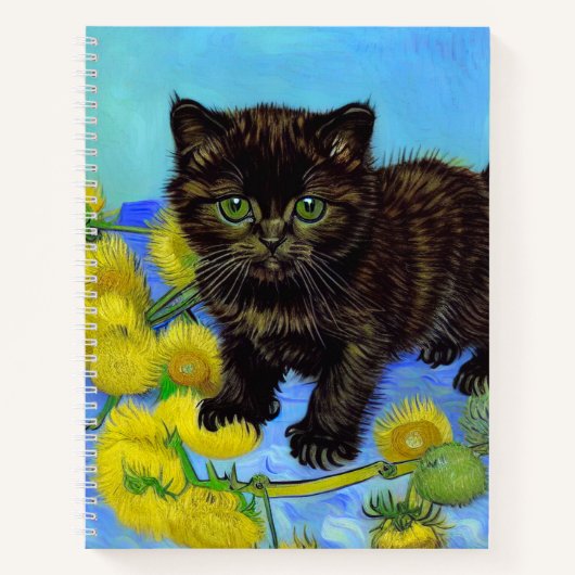 Carnet Van Gogh Style Chat avec tournesol (Devant)