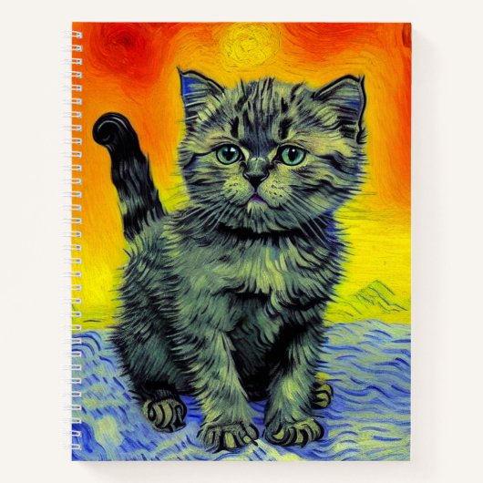 Carnet Van Gogh Style Chat Sunset Beach (Devant)