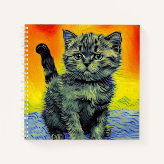 Carnet Van Gogh Style Chat Sunset Beach (Devant)