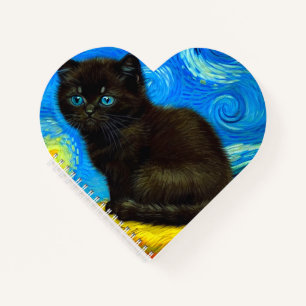 Carnet Van Gogh Style Starry Night Cat