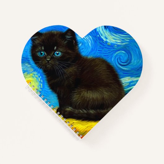 Carnet Van Gogh Style Starry Night Cat (Devant)