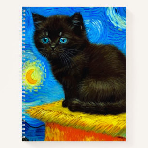 Carnet Van Gogh Style Starry Night Cat