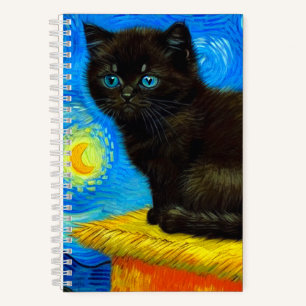 Carnet Van Gogh Style Starry Night Cat