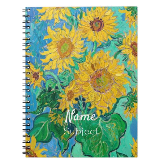 Carnet Van Gogh Sunflowers Yellow Flowers Custom Name (Devant)