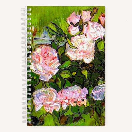 Carnet Van Gogh Vie morte avec des roses roses roses (Recto)