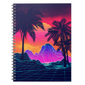 Carnet Vaporwave rocks and palm trees (Devant)
