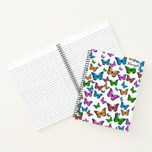 Carnet Variété colorée de papillons bleu violet rose