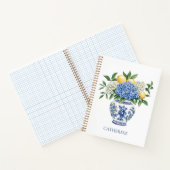Carnet Vase Chinoiserie Bleu et Blanc avec hydrangées (Intérieur)
