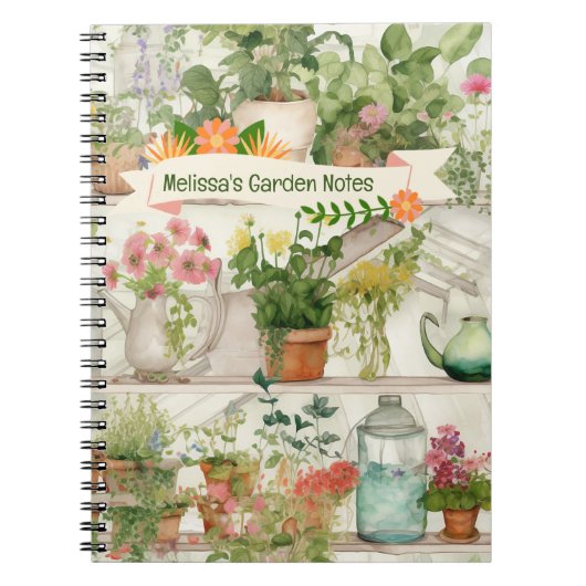 Carnet Vase de fleurs botaniques Jardin Plante Aquarelle (Devant)
