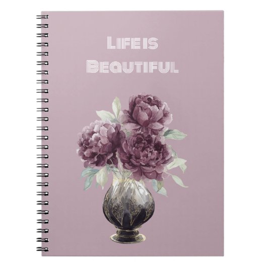 Carnet Vase de jolies fleurs violettes (Devant)