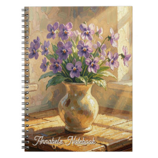Carnet Vase de violettes violettes personnalisé Impasto