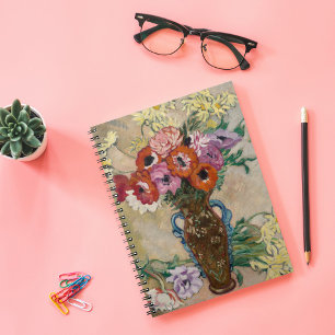 Carnet Vase décorée avec des anémones   Louis Valtat