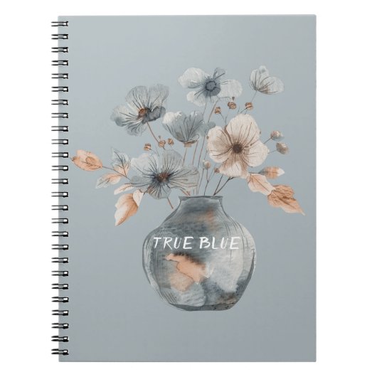 Carnet Vase Floral Véritable Crème Bleue (Devant)