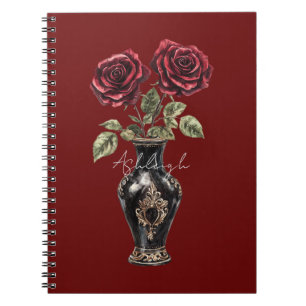 Carnet Vase Rose rouge noire