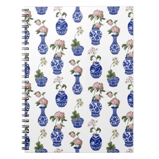 Carnet Vases et fleurs bleus de chinoiserie (Devant)