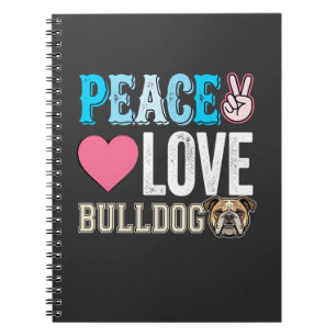 Carnet Vecteur Peace Love Bulldog