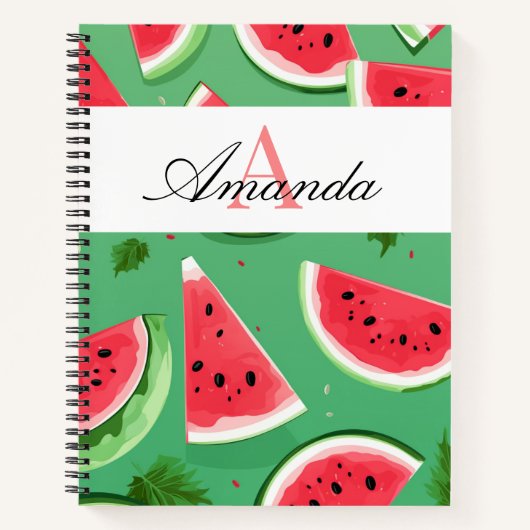Carnet Vector Green Watermelon Premier Motif Monogramme (Devant)