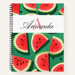 Carnet Vector Green Watermelon Slices Motif Monogramme