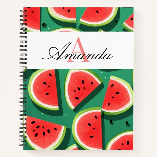 Carnet Vector Green Watermelon Slices Motif Monogramme (Devant)