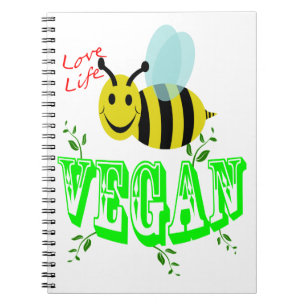 Carnet végétalien d'abeille de la vie d'amour