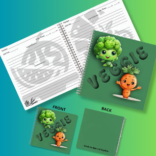 Carnet VEGGIE Delight green Recettes mignonnes Kawaii pap