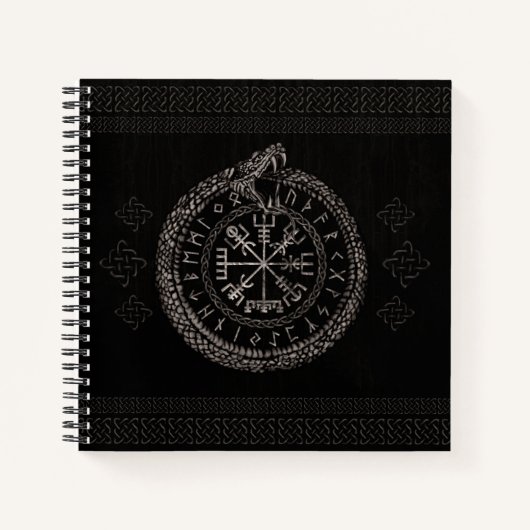 Carnet Vegvisir avec Ouroboros et runes (Devant)