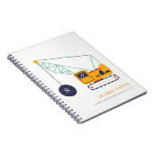 Carnet Véhicule de grue de construction jaune Monogrammes (Côté Droit)