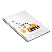 Carnet Véhicule de grue de construction jaune Monogrammes (Côté Droit)