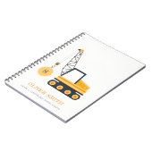 Carnet Véhicule de grue de construction jaune Monogrammes (Côté gauche)
